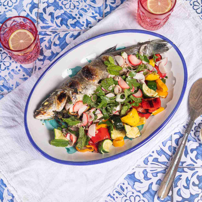 Whole Roasted Branzino with Herby Salad