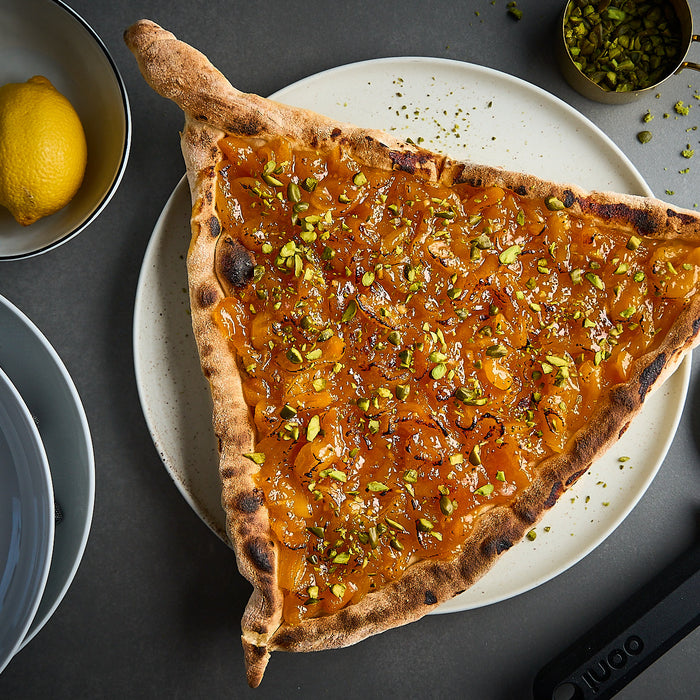 Apricot-Ginger Hamantaschen Dessert Pizza