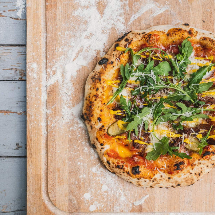 Slow-Braised Brisket, Pickle & Mustard Pizza