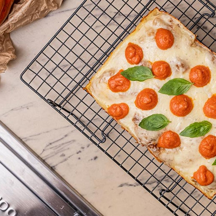 Italian Detroit-style Pizza: Peperoni (Bell Peppers) with Pecorino and Provola Silana