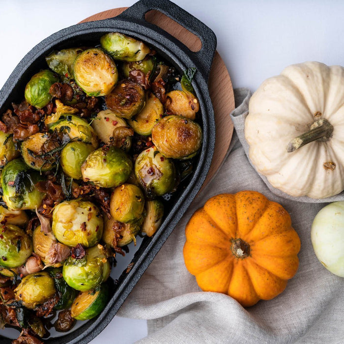 Brussels Sprouts with Bacon & Chilli