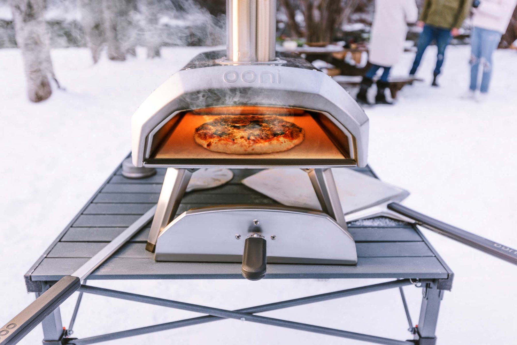 Ooni Karu 12 pizza oven in the snow