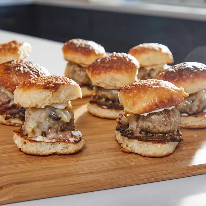 Cheesy Meatball Sliders with Caramelised Onions