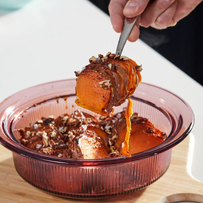 Shingled Sweet Potatoes with Maple Syrup and Aleppo Pepper