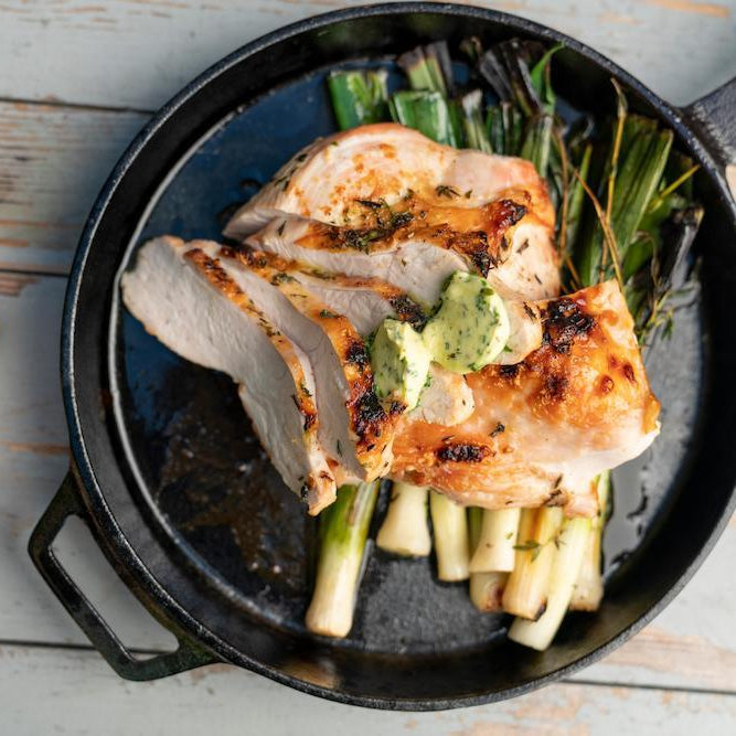 Roast Turkey & Baby Leeks with Herb Butter