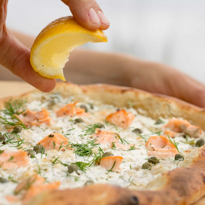 Salmon, Cream Cheese, Dill & Caper Pizza