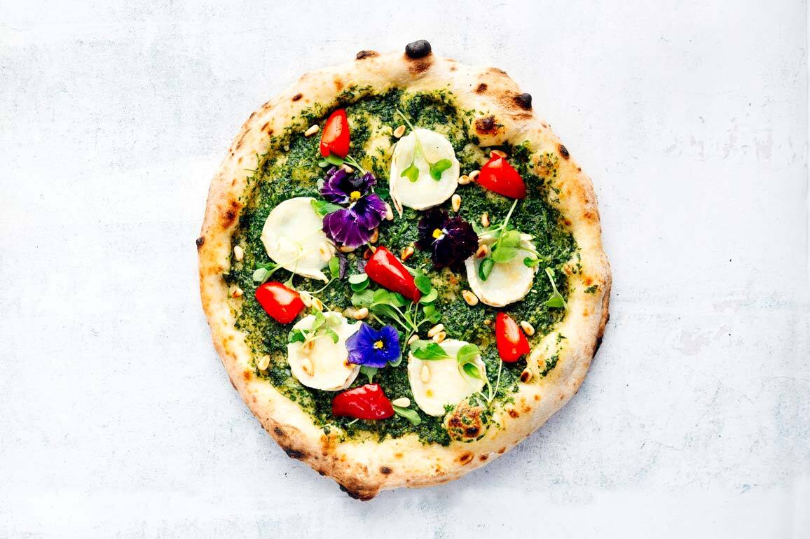 Green Pesto and Goats’ Cheese Pizza Recipe — Ooni Canada