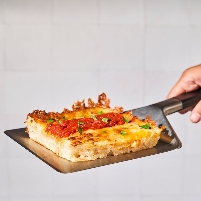 Detroit-Style Pizza on Spatula | Click this image to open up the product gallery modal. The product gallery modal allows the images to be zoomed in on.