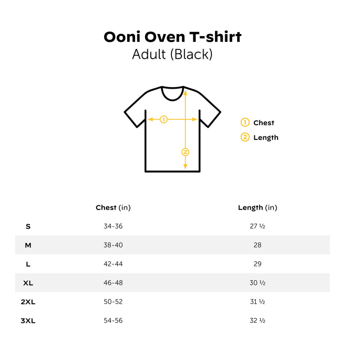 Ooni Oven T-Shirt Size Guide Ooni Canada | Click this image to open up the product gallery modal. The product gallery modal allows the images to be zoomed in on.